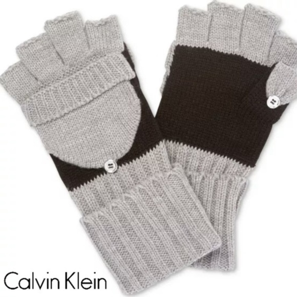 Calvin Klein Accessories - Calvin Klein Colorblock Flip-Top Gloves Gray/Black
